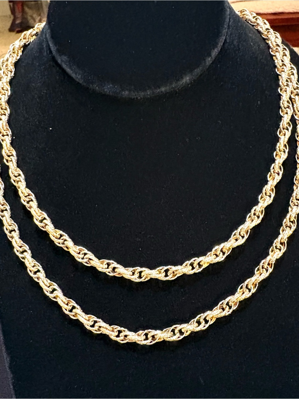 Vintage Stamped 12k Gold Filled 1970s Matte Gold Textured Chain Necklace - 38”